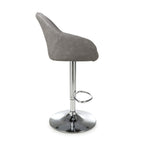 Grey Fabric Adjustable Swivel Bar Stool Chrome Base - Home Furniture Interiors