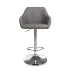 Grey Fabric Adjustable Swivel Bar Stool Chrome Base - Home Furniture Interiors