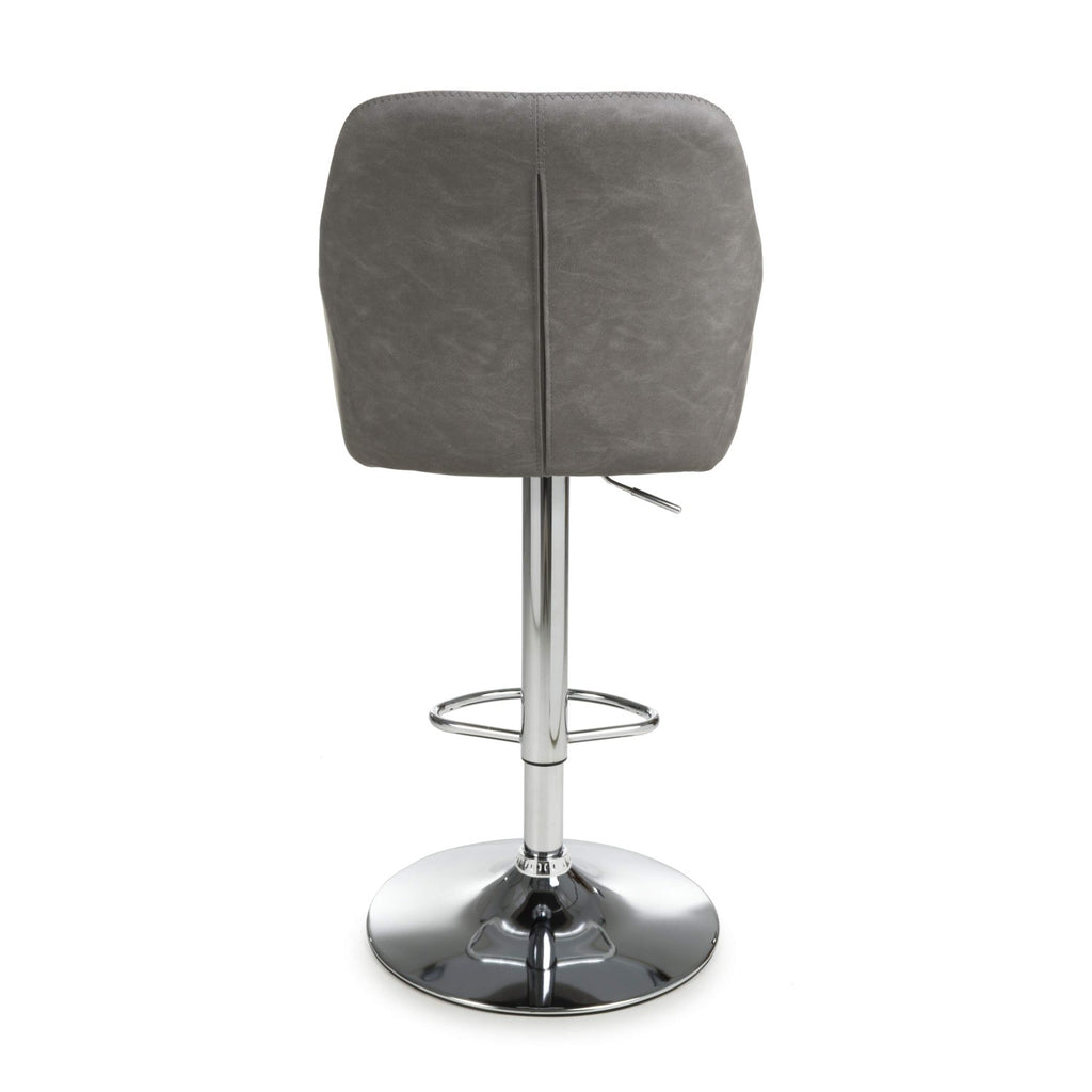 Grey Fabric Adjustable Swivel Bar Stool Chrome Base - Home Furniture Interiors