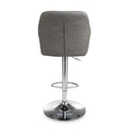 Grey Fabric Adjustable Swivel Bar Stool Chrome Base - Home Furniture Interiors