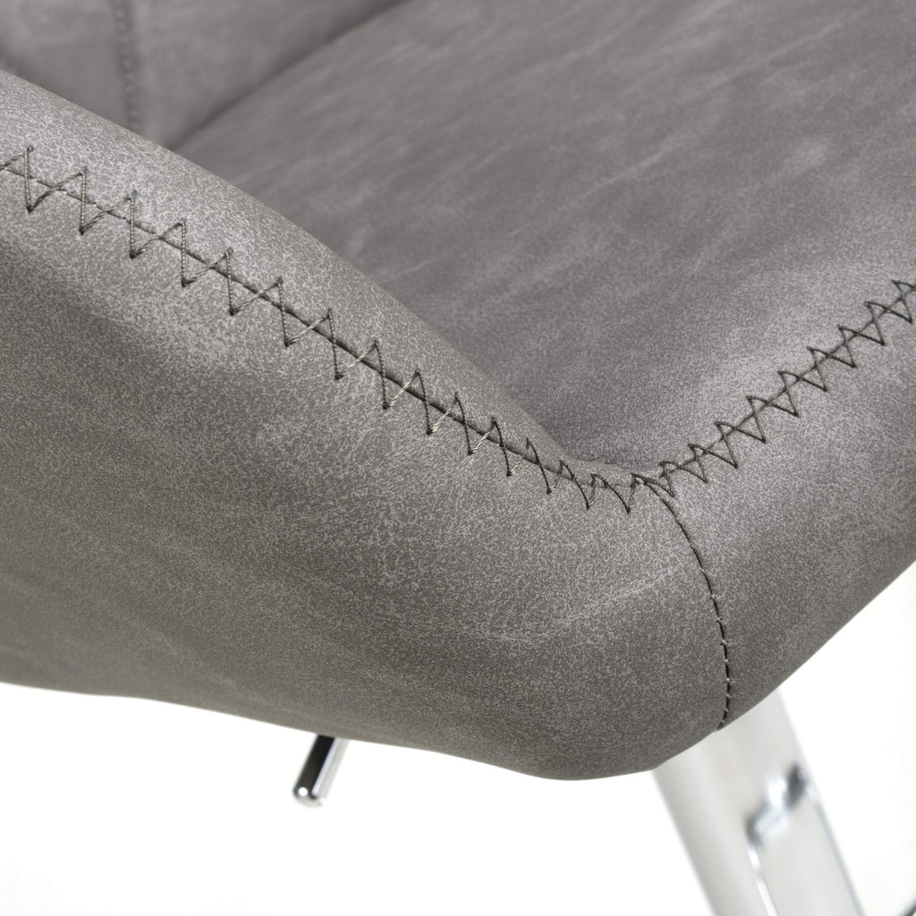 Grey Fabric Adjustable Swivel Bar Stool Chrome Base - Home Furniture Interiors