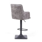 Grey Suede Adjustable Bar Stool Black Metal Base - Home Furniture Interiors