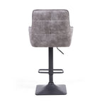 Grey Suede Adjustable Bar Stool Black Metal Base - Home Furniture Interiors