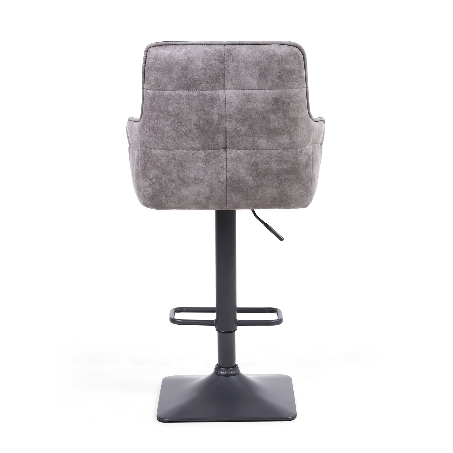 Grey Suede Adjustable Bar Stool Black Metal Base - Home Furniture Interiors