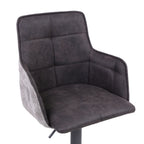 Grey Suede Adjustable Bar Stool Black Metal Base - Home Furniture Interiors