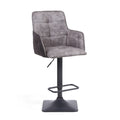 Light Grey Leather Effect Adjustable Swivel Bar Stool