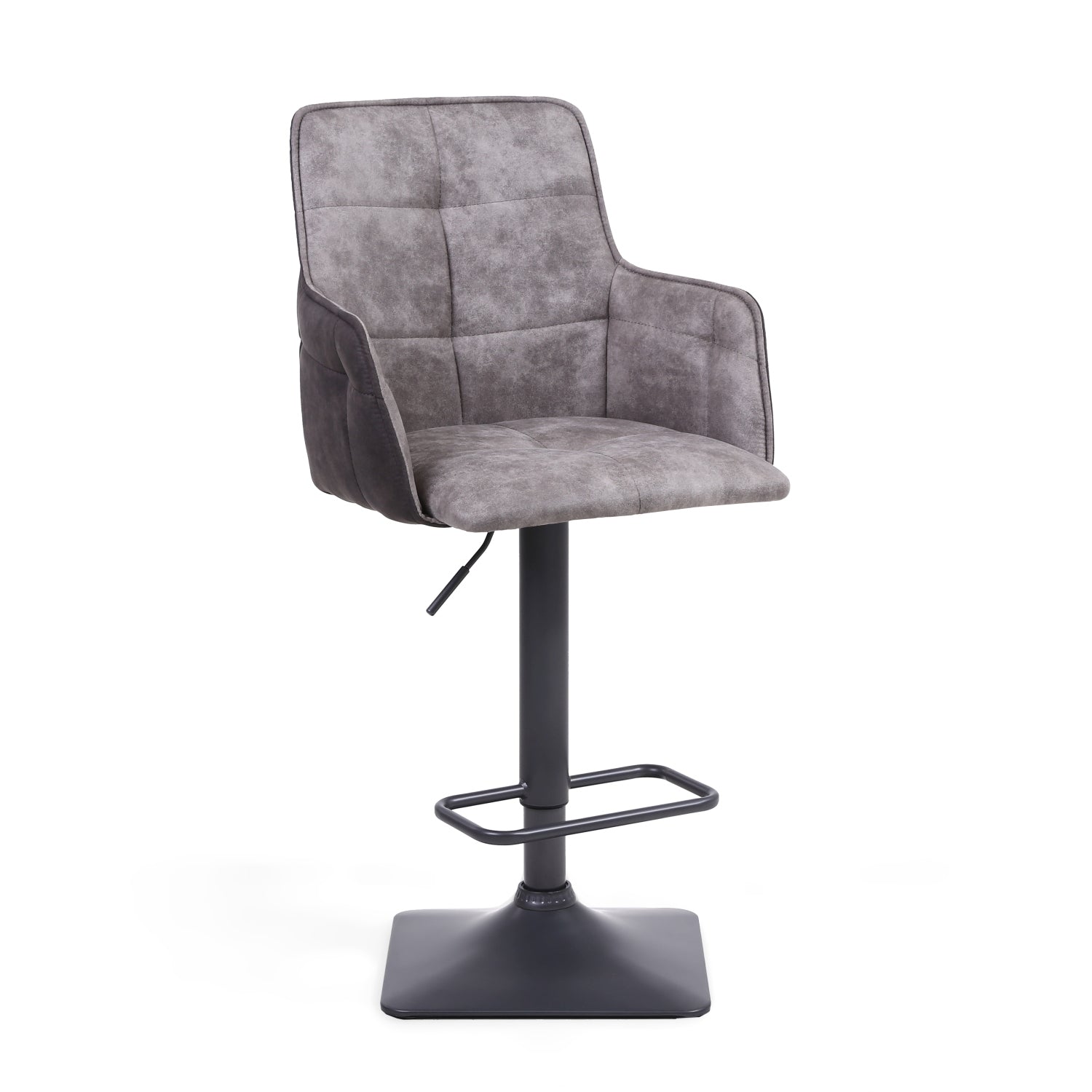Light Grey Leather Effect Adjustable Swivel Bar Stool