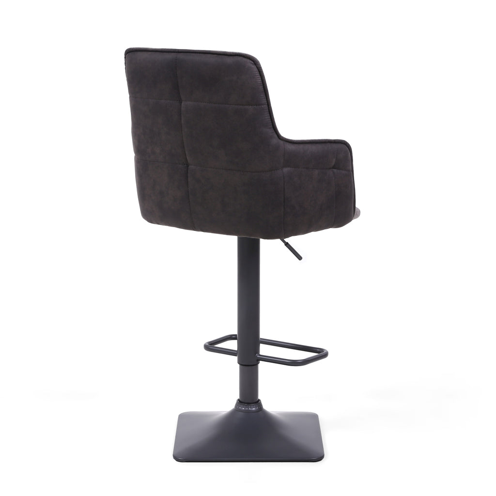 Light Grey Leather Effect Adjustable Swivel Bar Stool - Home Furniture Interiors