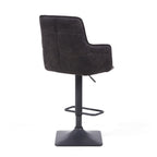 Light Grey Leather Effect Adjustable Swivel Bar Stool - Home Furniture Interiors