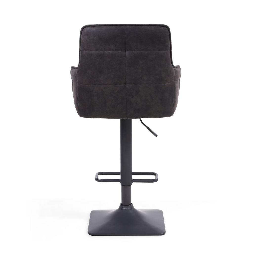 Light Grey Leather Effect Adjustable Swivel Bar Stool - Home Furniture Interiors