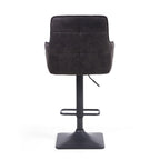 Light Grey Leather Effect Adjustable Swivel Bar Stool - Home Furniture Interiors