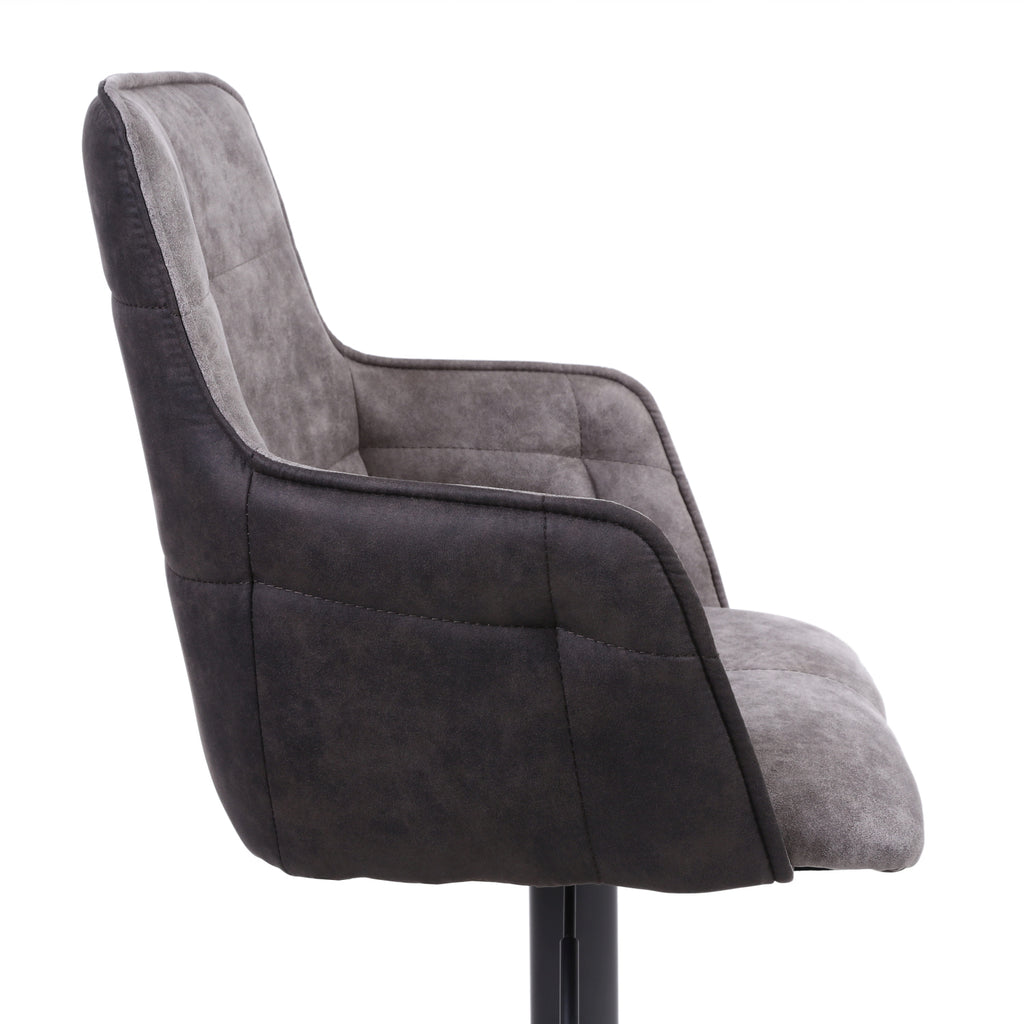 Light Grey Leather Effect Adjustable Swivel Bar Stool - Home Furniture Interiors