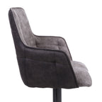 Light Grey Leather Effect Adjustable Swivel Bar Stool - Home Furniture Interiors