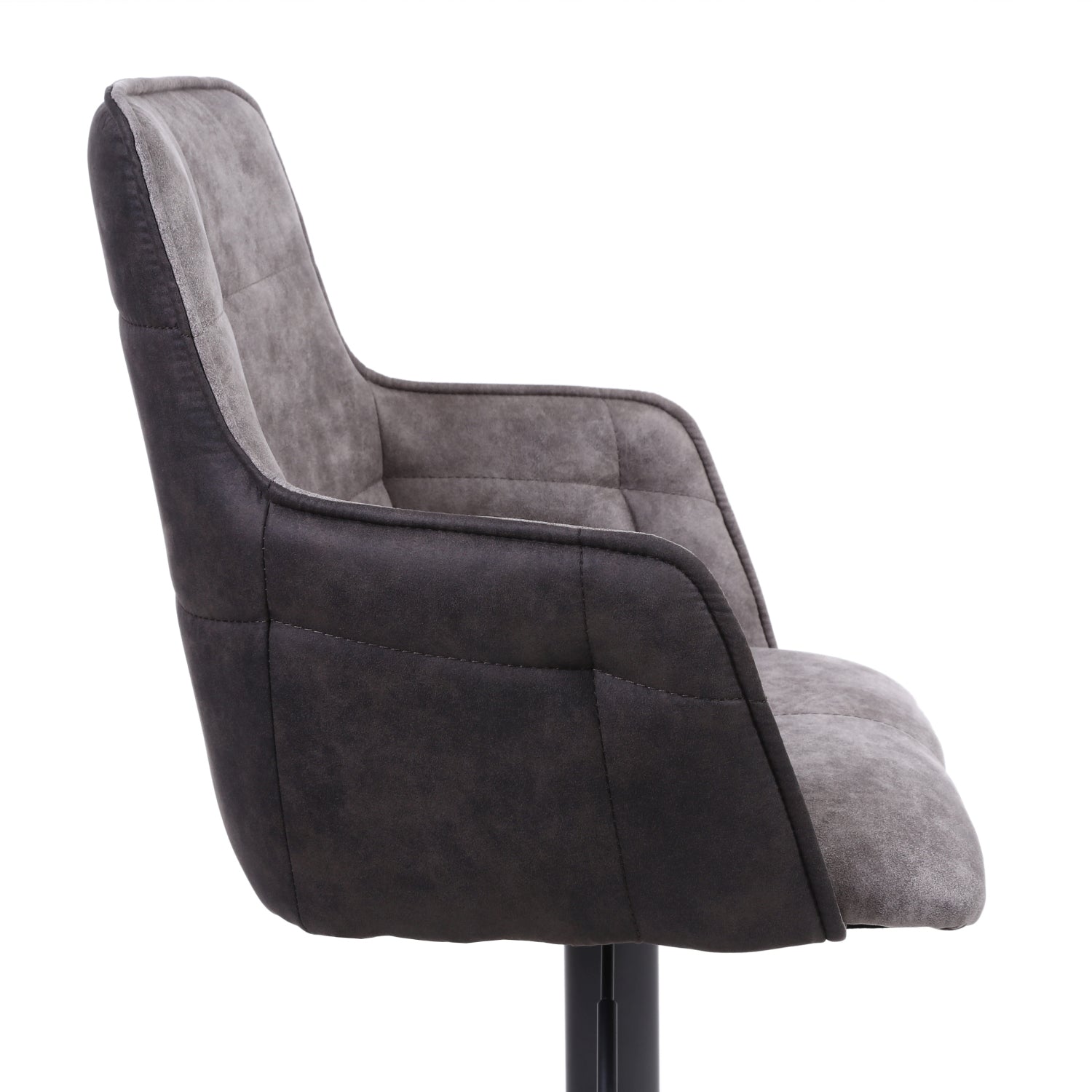Light Grey Leather Effect Adjustable Swivel Bar Stool - Home Furniture Interiors