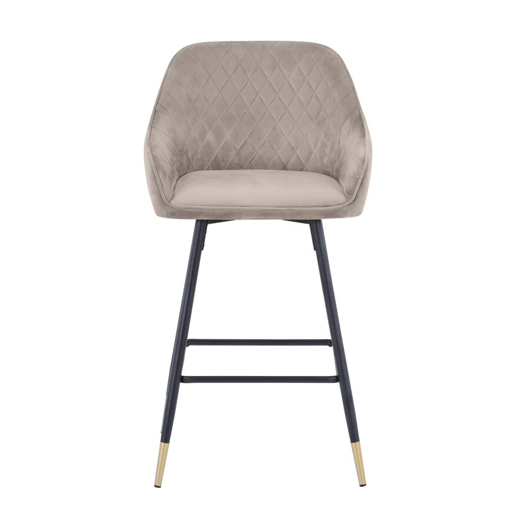 Mink Brushed Velvet Kitchen Bar Stool - Home Furniture Interiors