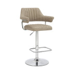 Mink Leather Effect Adjustable Swivel Bar Stool Chrome Base