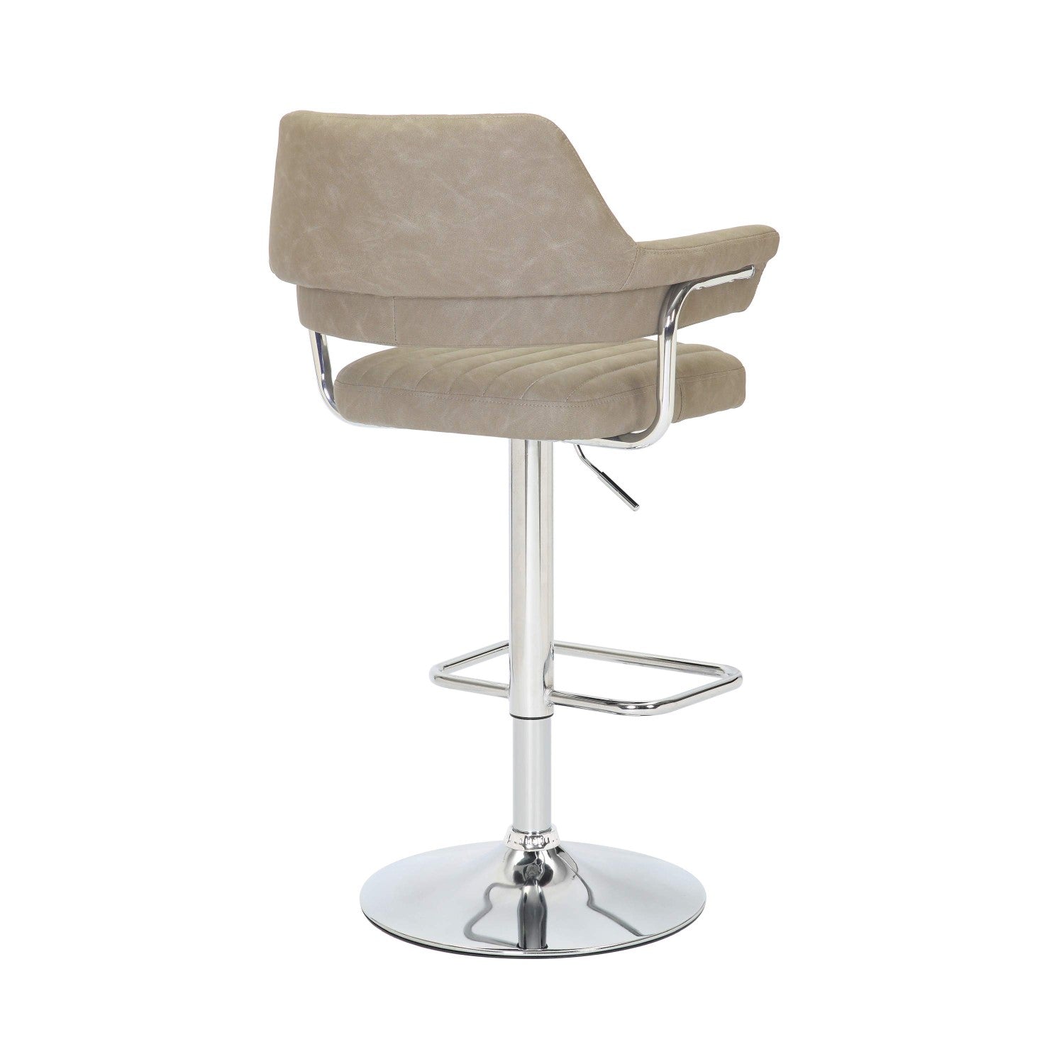 Mink Leather Effect Adjustable Swivel Bar Stool Chrome Base - Home Furniture Interiors