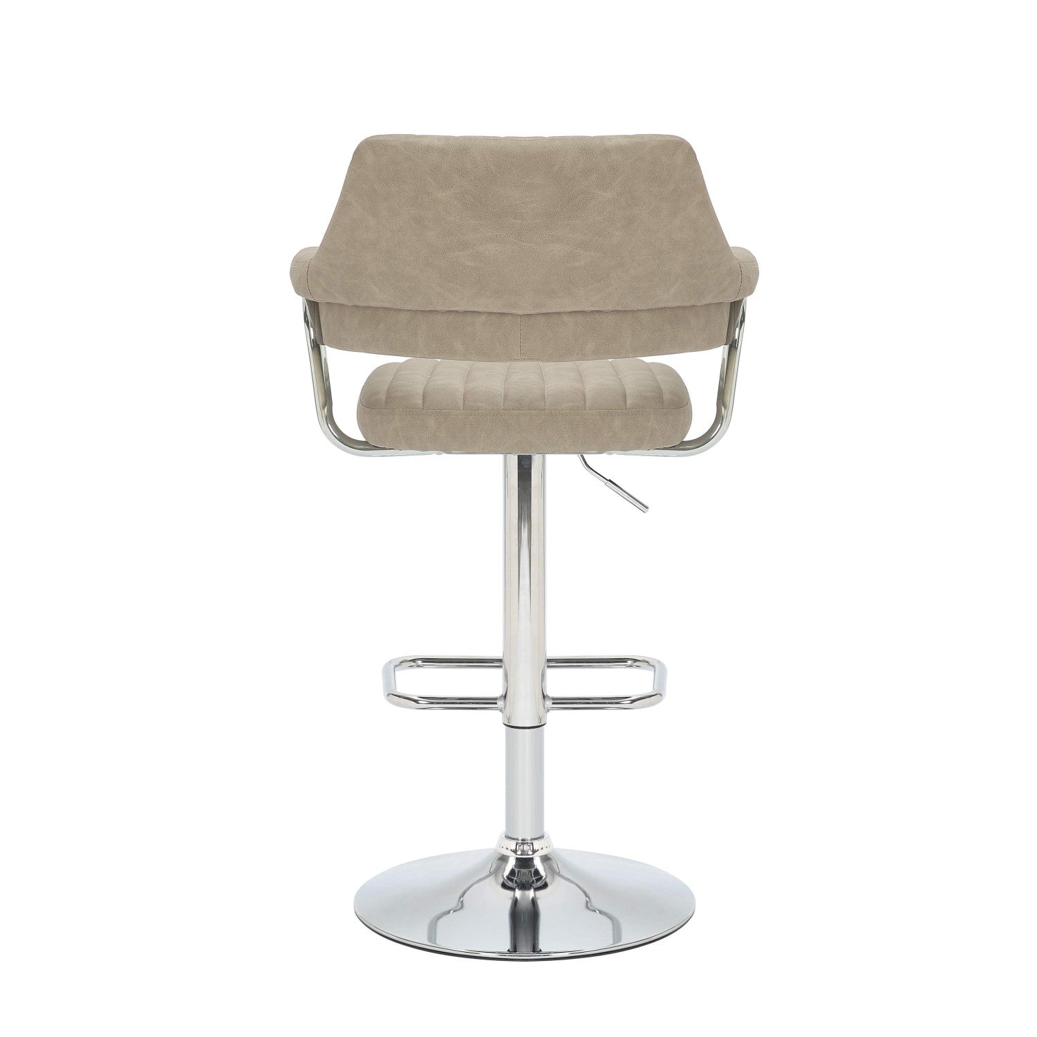 Mink Leather Effect Adjustable Swivel Bar Stool Chrome Base - Home Furniture Interiors