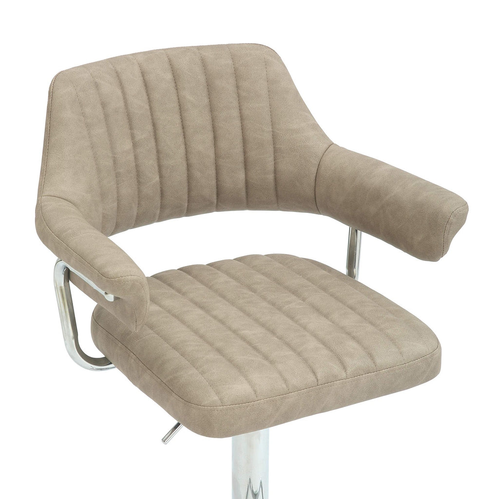 Mink Leather Effect Adjustable Swivel Bar Stool Chrome Base - Home Furniture Interiors