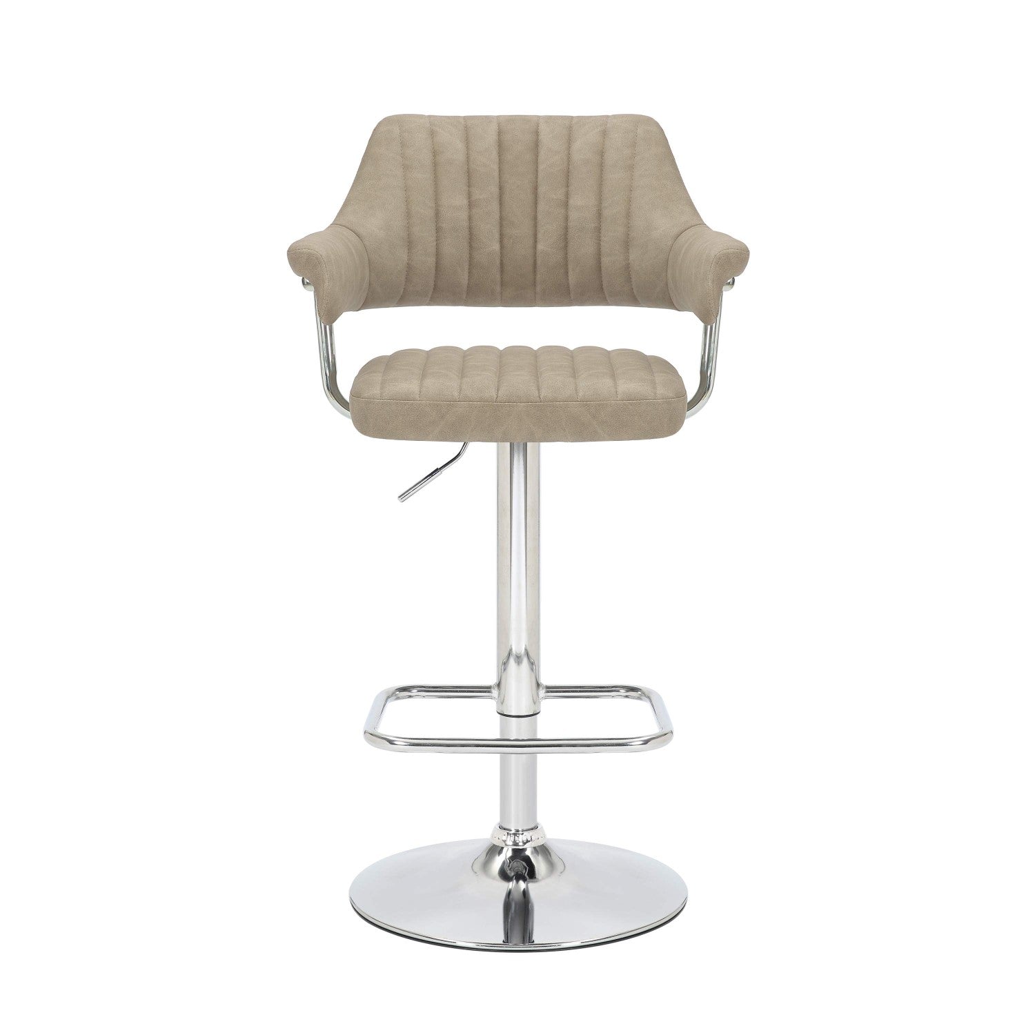 Mink Leather Effect Adjustable Swivel Bar Stool Chrome Base - Home Furniture Interiors