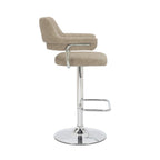 Mink Leather Effect Adjustable Swivel Bar Stool Chrome Base - Home Furniture Interiors