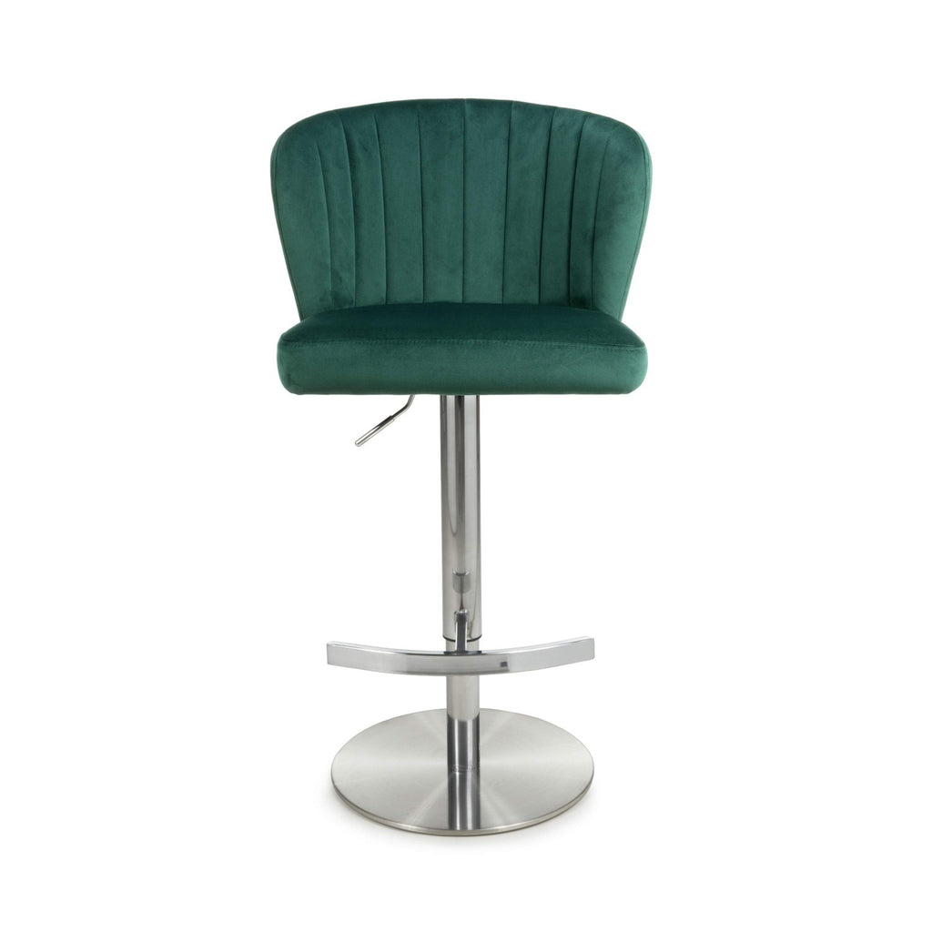 Sigma Brushed Velvet Green Bar Stool - Home Furniture Interiors
