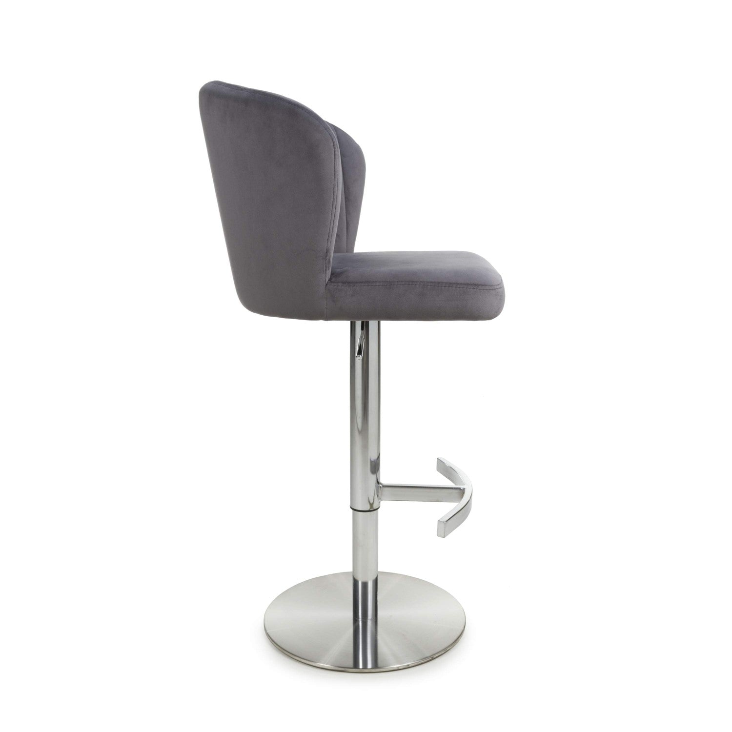 Sigma Brushed Velvet Grey Bar Stool - Home Furniture Interiors