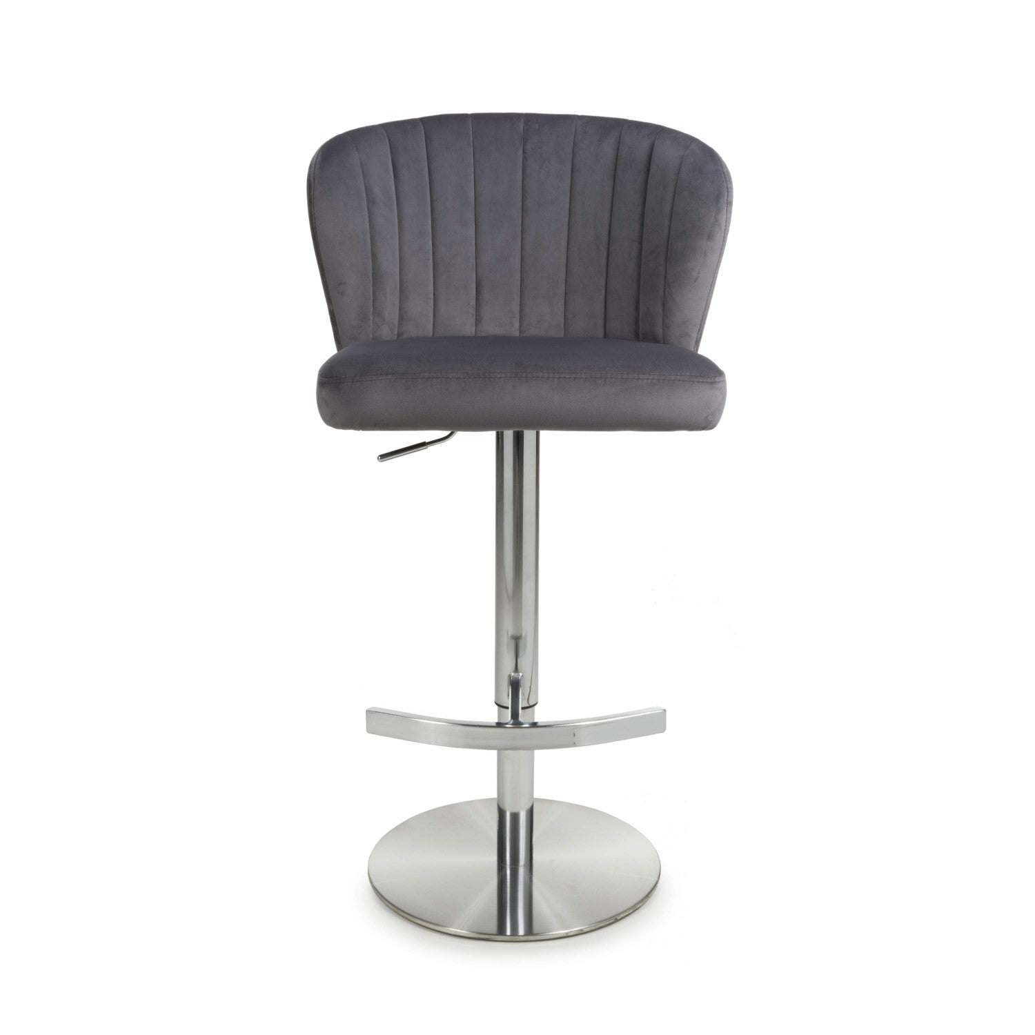 Sigma Brushed Velvet Grey Bar Stool - Home Furniture Interiors