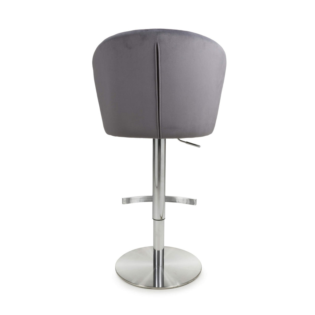 Sigma Brushed Velvet Grey Bar Stool - Home Furniture Interiors