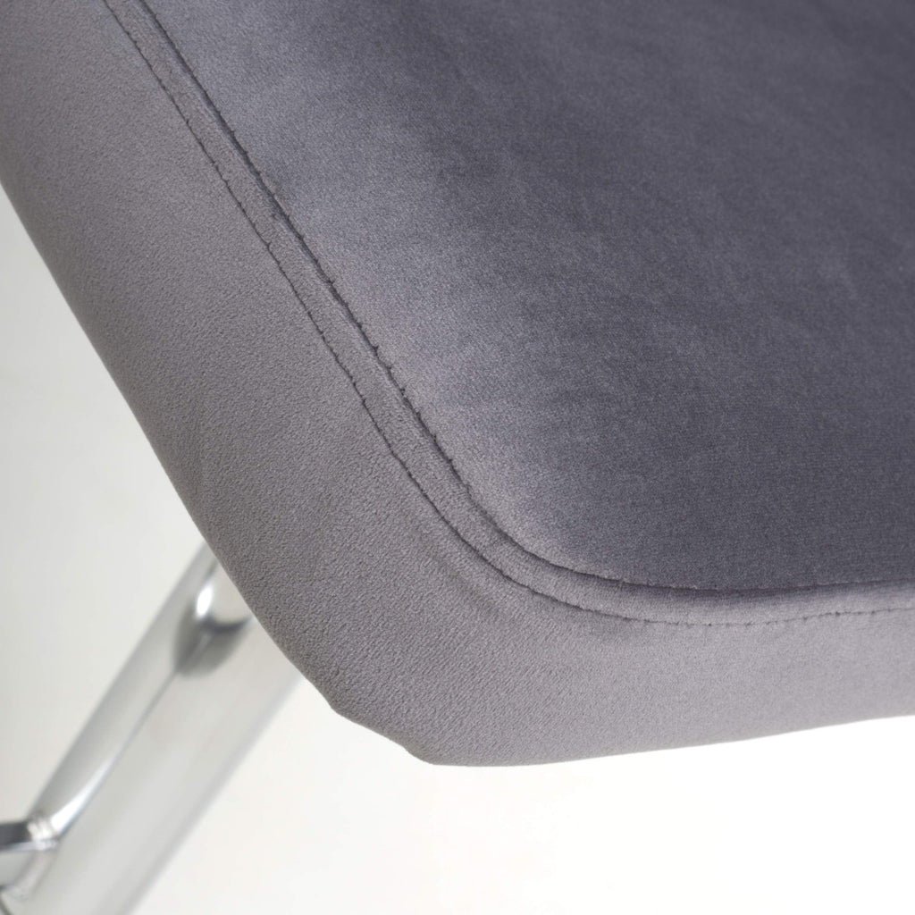 Sigma Brushed Velvet Grey Bar Stool - Home Furniture Interiors
