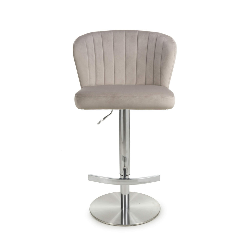 Sigma Brushed Velvet Mink Bar Stool - Home Furniture Interiors