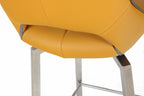 Yellow Leather Swivel Bar Stool Stainless Steel Legs - Home Furniture Interiors