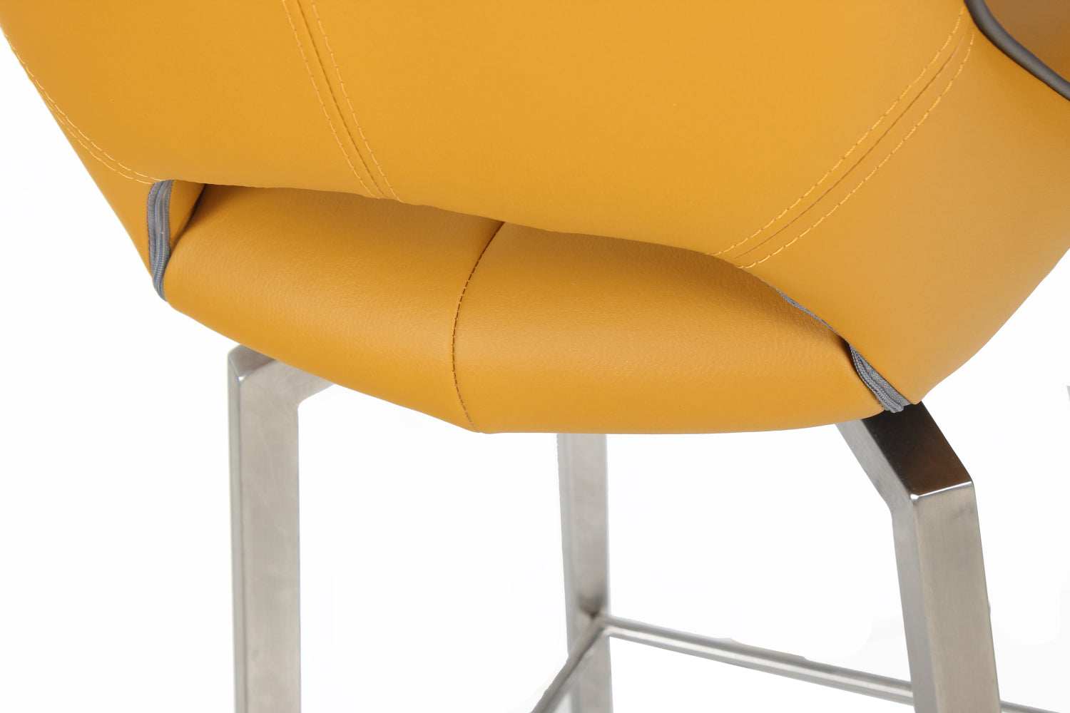 Yellow Leather Swivel Bar Stool Stainless Steel Legs - Home Furniture Interiors