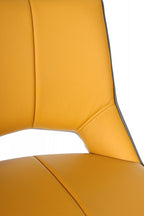 Yellow Leather Swivel Bar Stool Stainless Steel Legs - Home Furniture Interiors