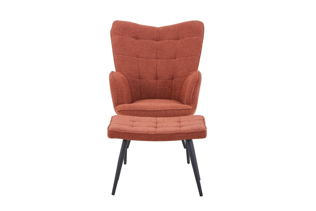 Paris Boucle Copper Armchair and Footstool - Home Furniture Interiors