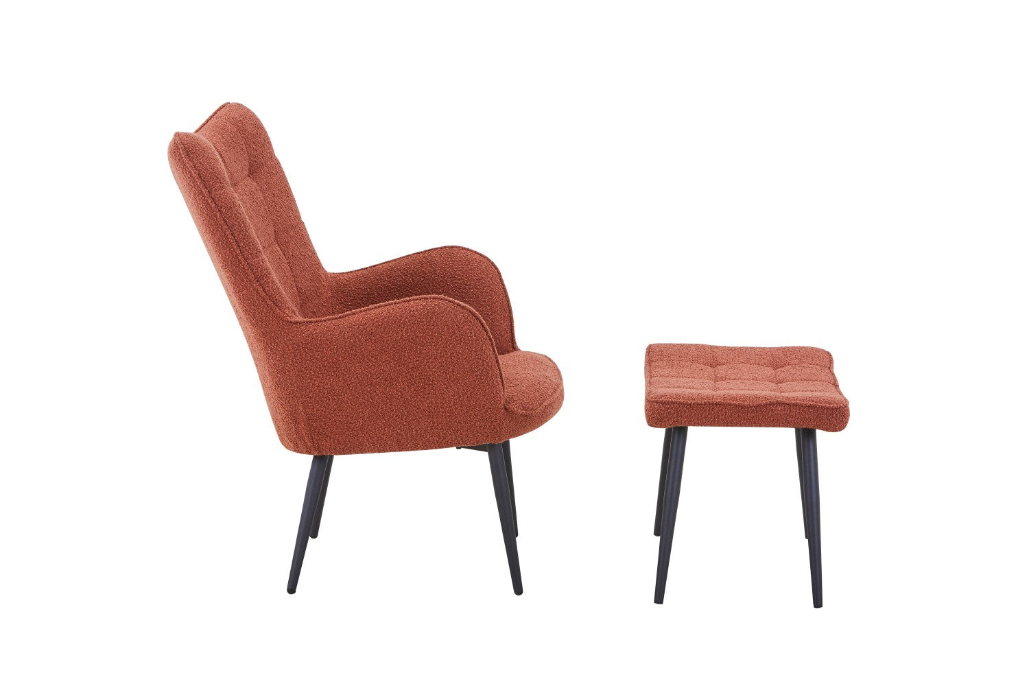 Paris Boucle Copper Armchair and Footstool - Home Furniture Interiors