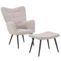 Paris Boucle Light Brown Armchair and Footstool