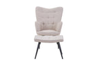 Paris Boucle Light Brown Armchair and Footstool - Home Furniture Interiors