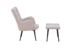 Paris Boucle Light Brown Armchair and Footstool - Home Furniture Interiors