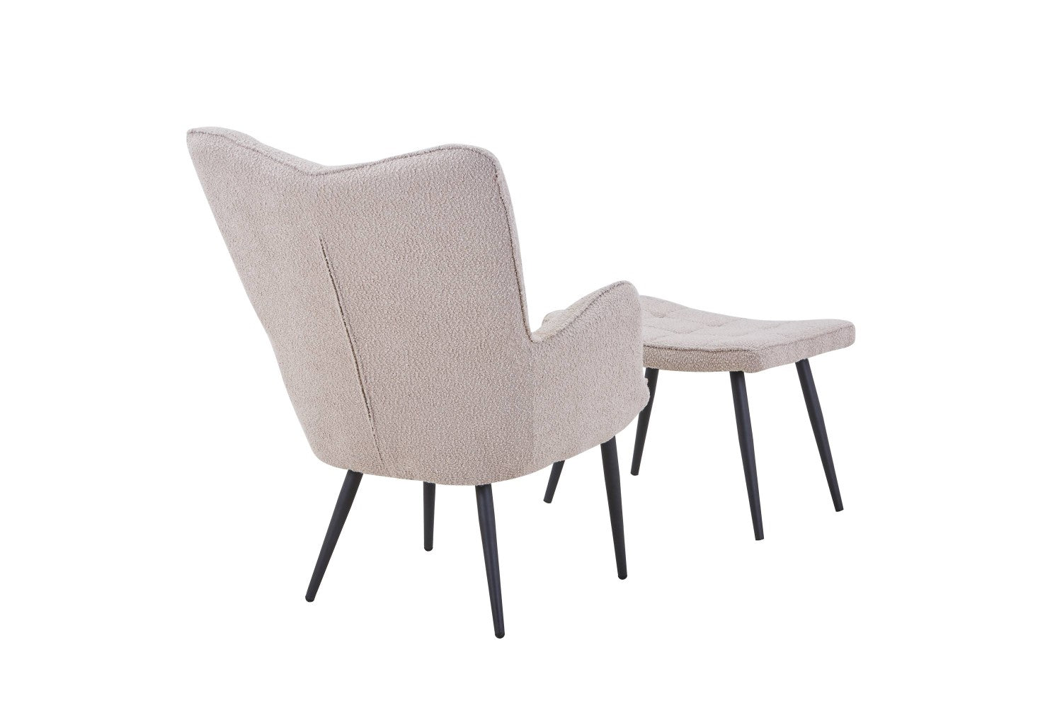 Paris Boucle Light Brown Armchair and Footstool - Home Furniture Interiors