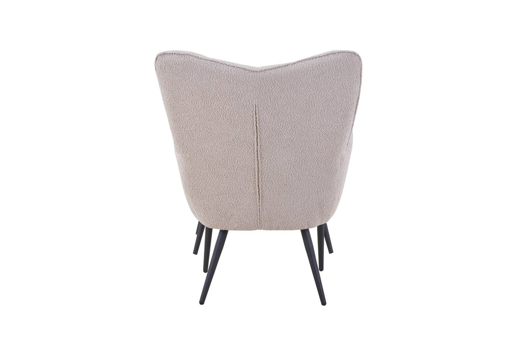 Paris Boucle Light Brown Armchair and Footstool - Home Furniture Interiors