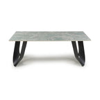 Green and Grey Marble Effect Coffee Table Black Metal Base - Home Furniture Interiors