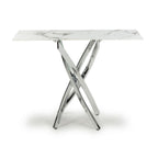Astoria White Chrome Console Table - Home Furniture Interiors