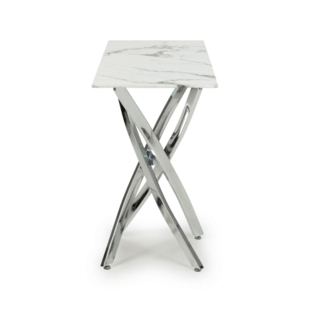 Astoria White Chrome Console Table - Home Furniture Interiors