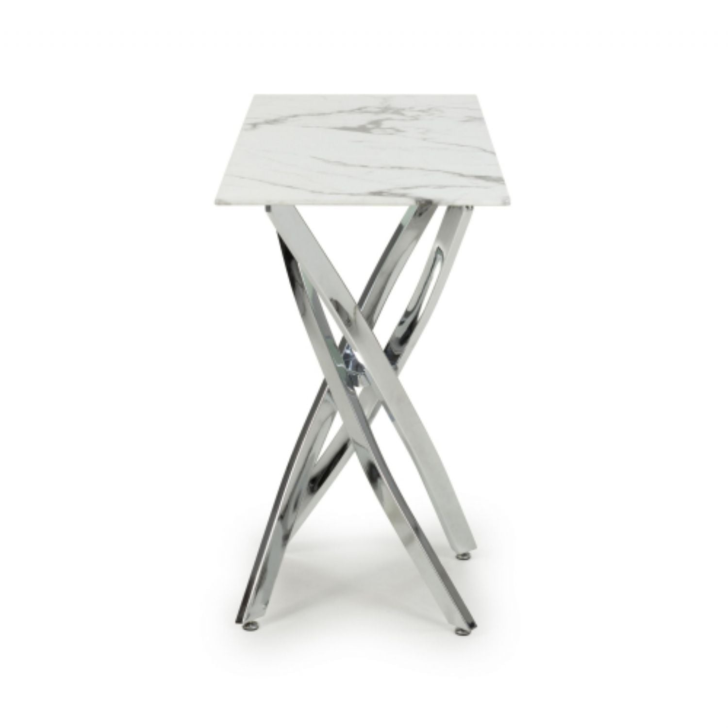 Astoria White Chrome Console Table - Home Furniture Interiors