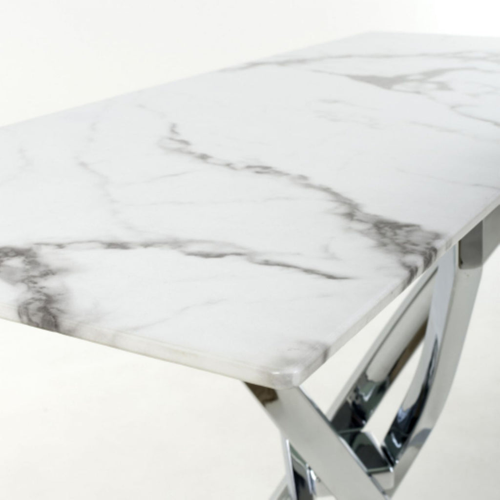 Astoria White Chrome Console Table - Home Furniture Interiors