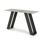 Green and Grey Marble Effect Console Table Metal Base