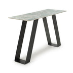 Green and Grey Marble Effect Console Table Metal Base - Home Furniture Interiors