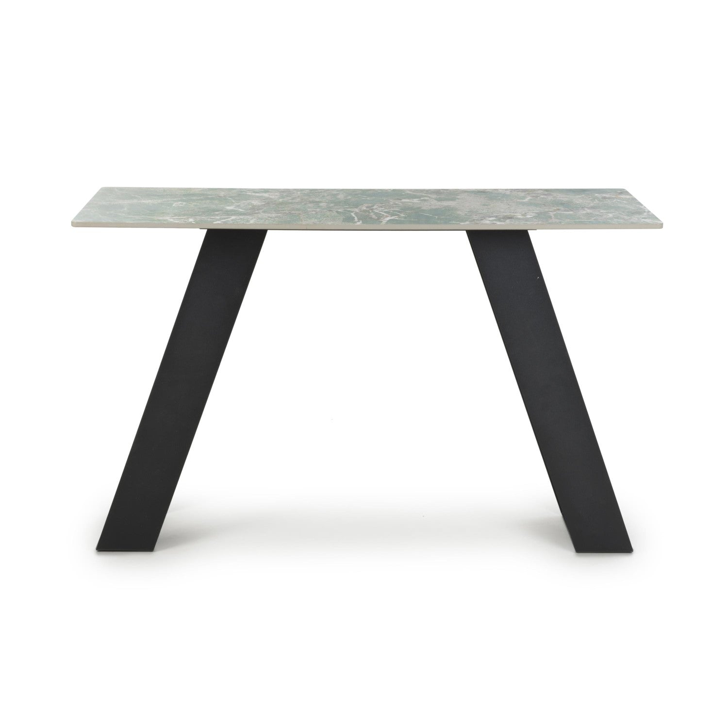 Green and Grey Marble Effect Console Table Metal Base - Home Furniture Interiors