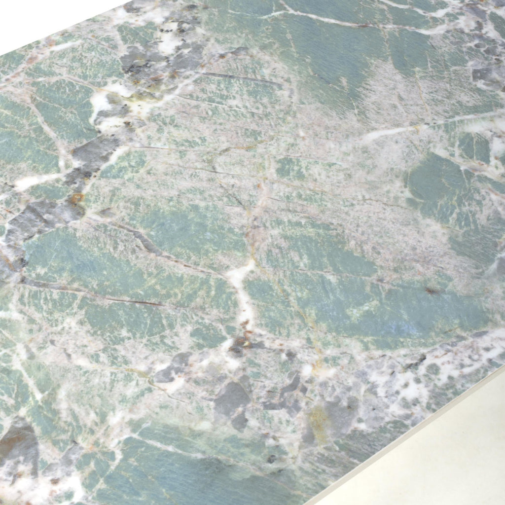 Green and Grey Marble Effect Console Table Metal Base - Home Furniture Interiors